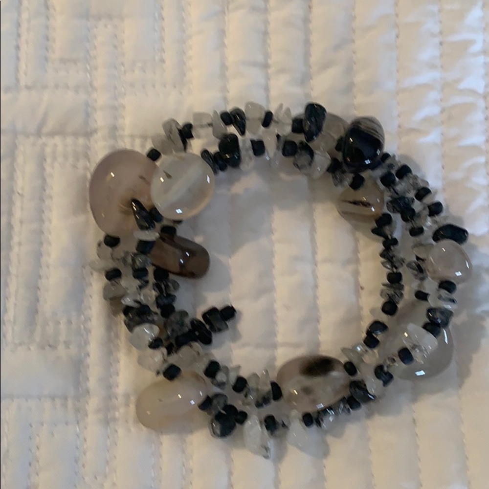 Glass bead coiled bracelet